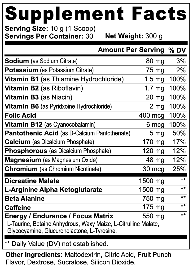 Preworkout Powder -Fruit Punch